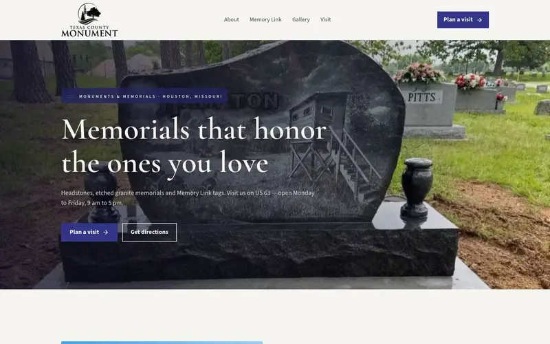 texascountymonument.com after the rebuild